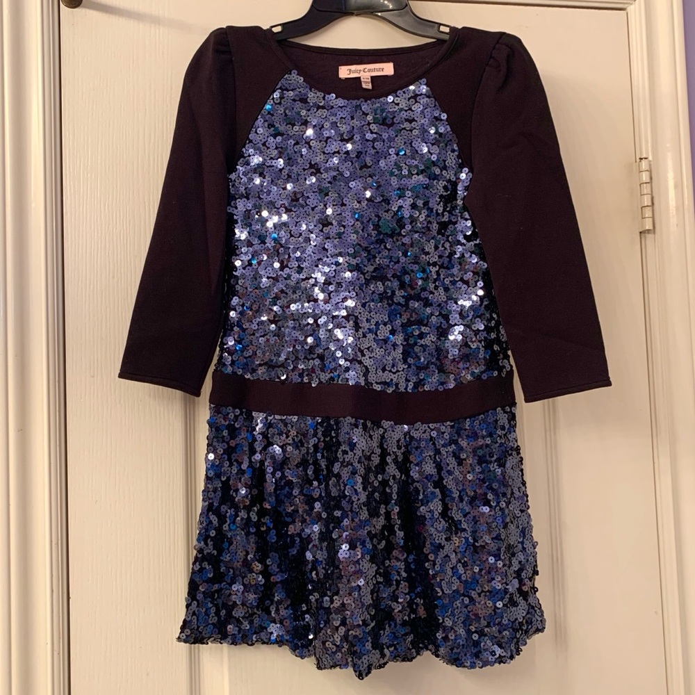 NEW Juicy Couture Blue Sequin Long-Sleeve Dress